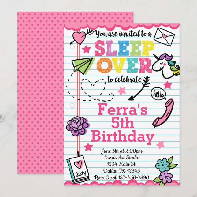 Invitation de l'invitation d'anniversaire de la fê (Devant / Derrière)