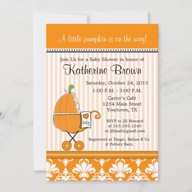 Invitation de Little Citrouille Baby shower Party (Devant)