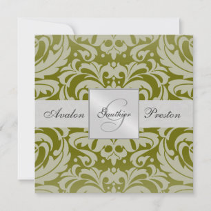 Invitation de l'Olive Monogramme Mariage damassé