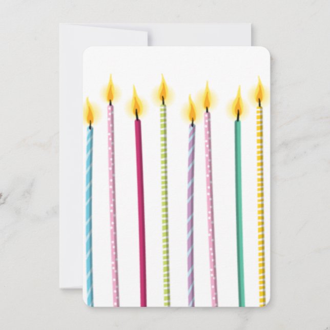 Invitation De longues bougies colorées Modèle d'anniversaire (Devant)