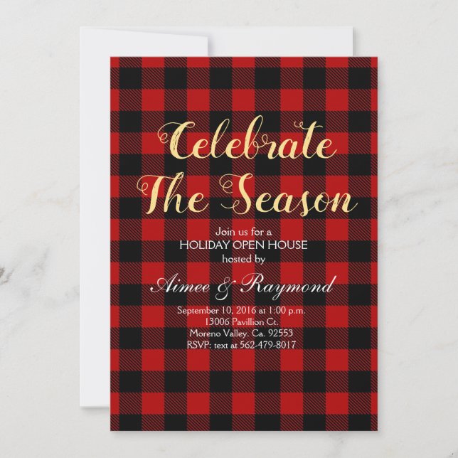 invitation de l'Open House de Red Buffalo Plaid (Devant)