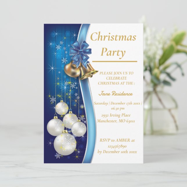 Invitation de l'ornement de Noël bleu (Debout devant)