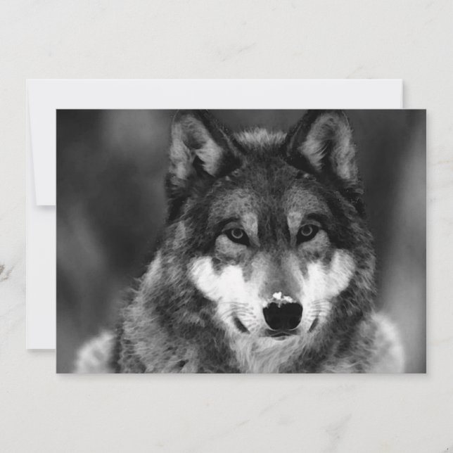 Invitation de loup noir et blanc (Devant)