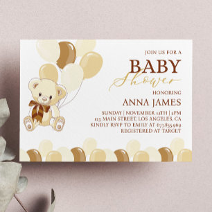 Invitation de l'ours en peluche Brown Baby shower 