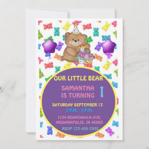 Invitation de l'ours en peluche   Invitation pour 