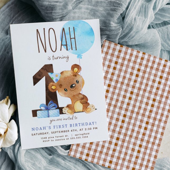 Invitation de l'ours pour le premier anniversaire (Créateur téléchargé)