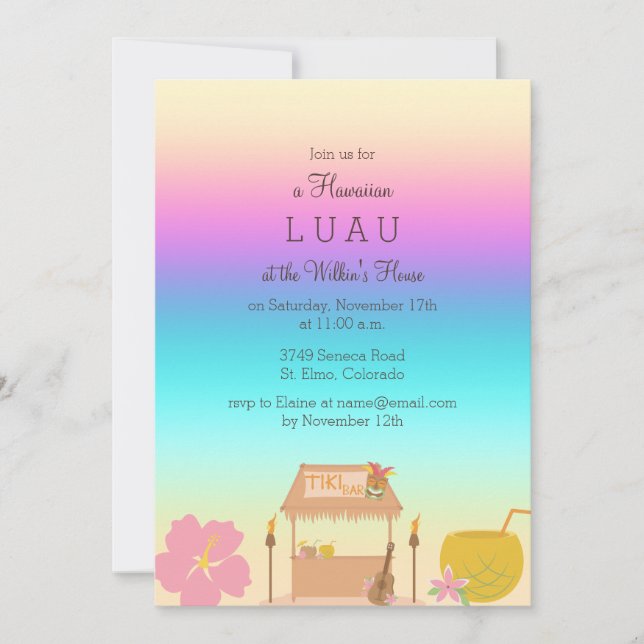 Invitation de Luau hawaïenne tropicale (Devant)