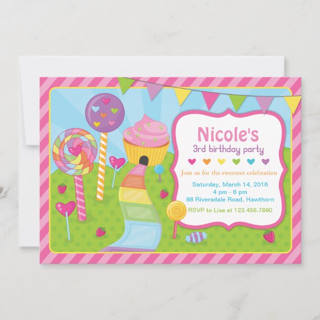 Invitation de lucette/invitation de Candyland (Devant)