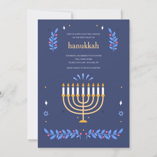 Invitation de Lumière de Hanukkah (Devant)