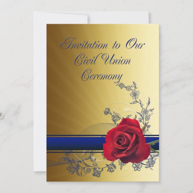 Invitation de l'Union Civile avec une rose rouge d (Devant)