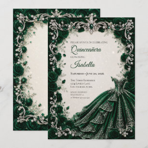 Invitation de Luxe Émeraude Princesse pour Quincea