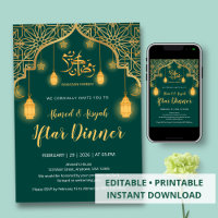 Invitation de luxe émeraude verte et dorée géométr