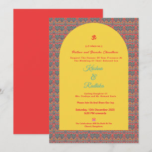 Invitation de luxe ethnique pour mariage indien hi