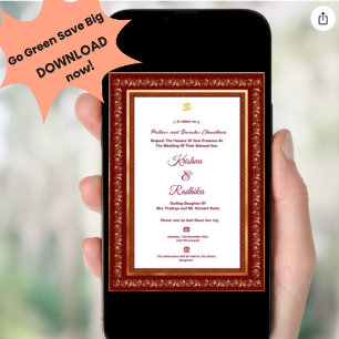 Invitation de luxe ethnique pour mariage indien hi