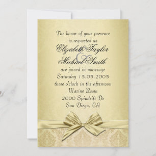 Invitation de luxe Gold Ribbon Mariage damassé