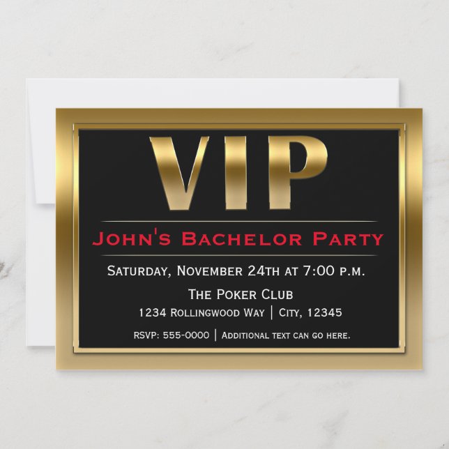 Invitation de luxe pour soirée VIP Noir & Or (Devant)