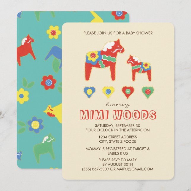 Invitation de Lycka Till Baby shower (Devant / Derrière)