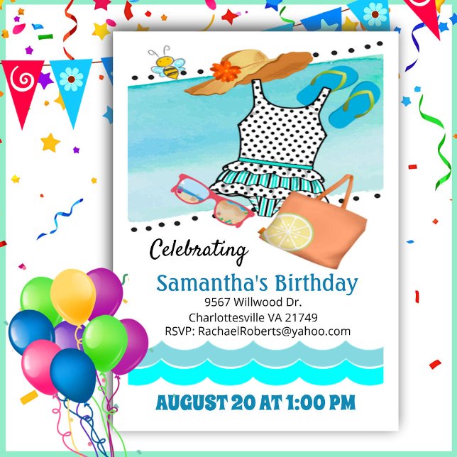 Invitation de maillot de bain pour la fête de bill (Créateur téléchargé)