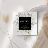 Invitation de maison ouverte élégante avec fleurs 
