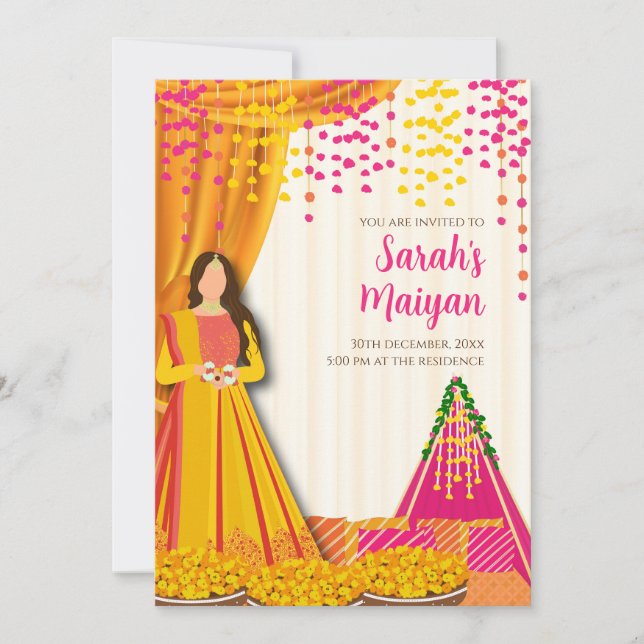 Invitation de Maiyan des invitations haldi, invita (Devant)