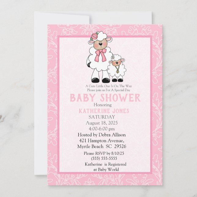 Invitation de Maman et Little Lamb Baby shower (Devant)