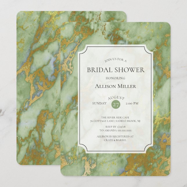 Invitation de marbre de Fête de la mariée d'or (Devant / Derrière)