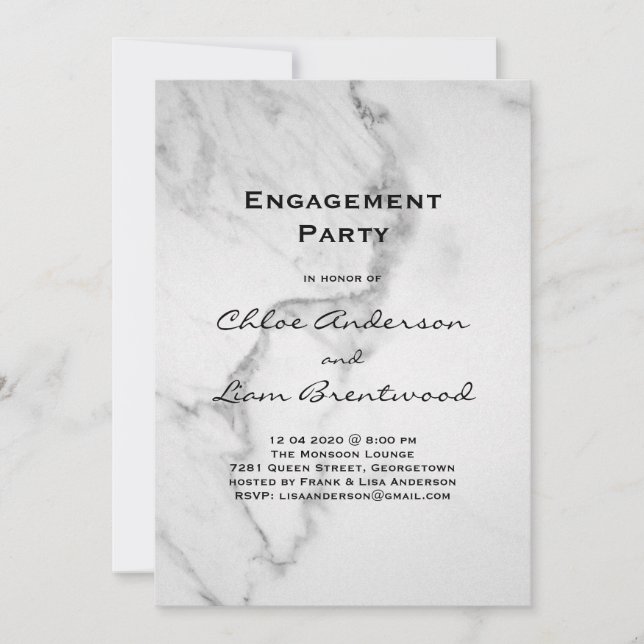 Invitation de marbre élégante de partie de (Devant)