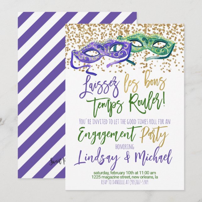 Invitation de Mardi Gras (Devant / Derrière)