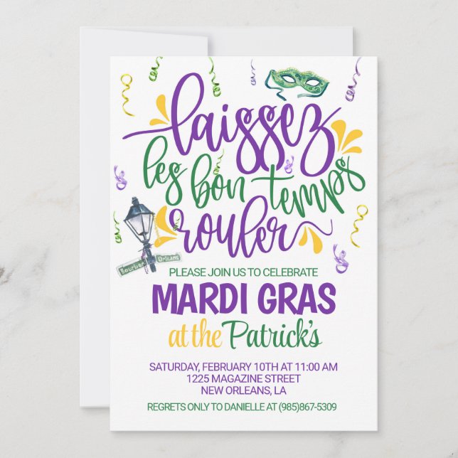 Invitation de Mardi Gras (Devant)