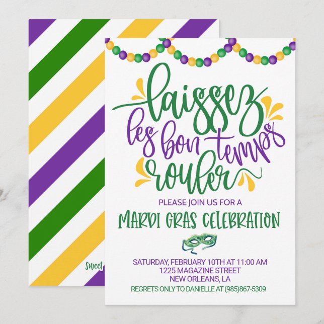 Invitation de Mardi Gras (Devant / Derrière)