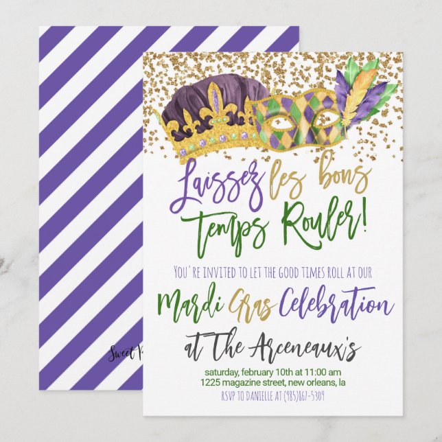 Invitation de Mardi Gras (Devant / Derrière)