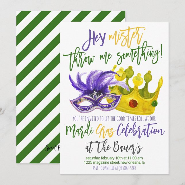Invitation de Mardi Gras (Devant / Derrière)