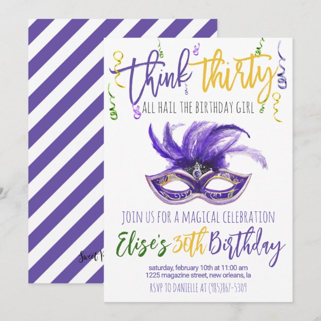 Invitation de Mardi Gras (Devant / Derrière)