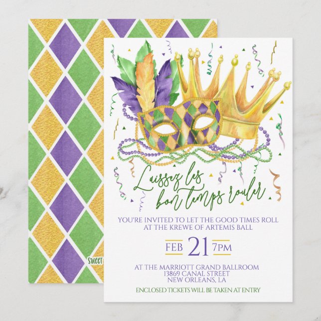 Invitation de Mardi Gras (Devant / Derrière)