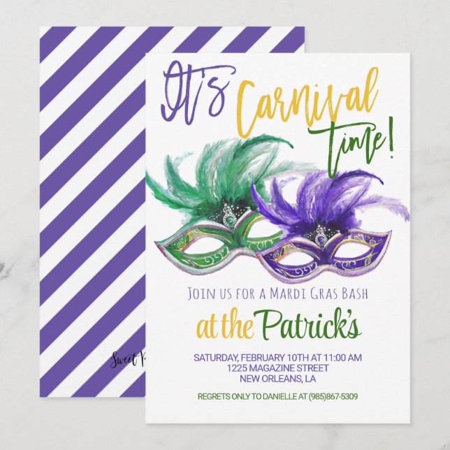 Invitation de Mardi Gras (Devant / Derrière)