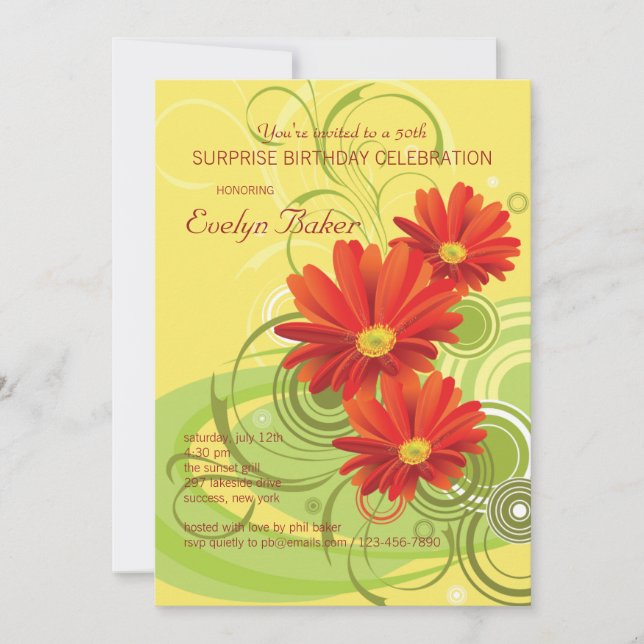Invitation de marguerites de Gerbera (Devant)