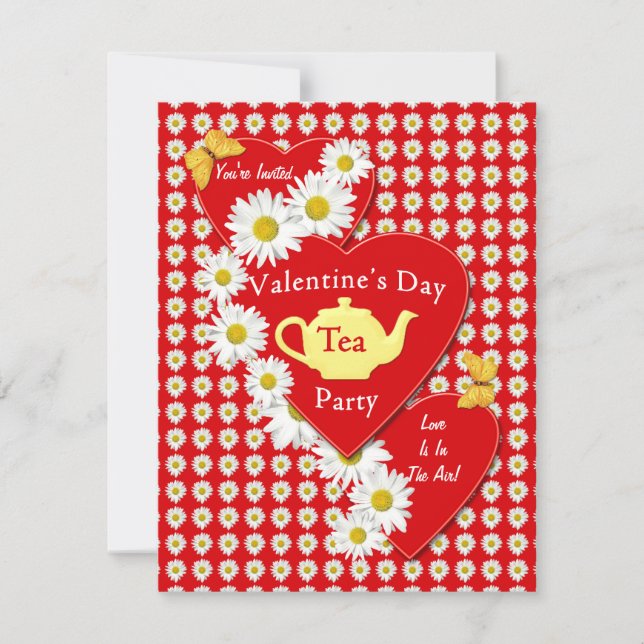 Invitation de marguerites de thé de Valentine (Devant)