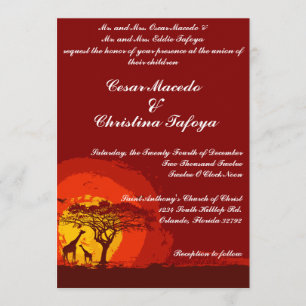 Invitation de mariage 5 x 7 Coucher de soleil roug
