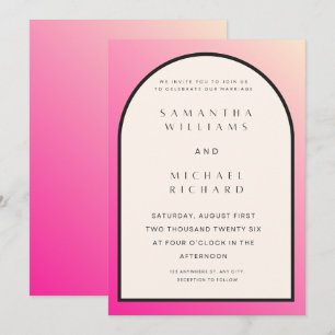 Invitation de mariage à arche ombrée rose moderne 