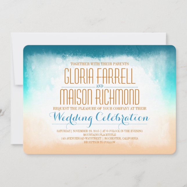 Invitation de mariage à Blue ombre beach (Devant)