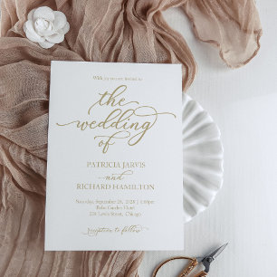 Invitation de mariage à calligraphie dorée élégant