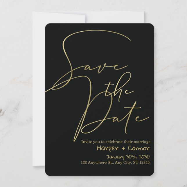 Invitation de mariage à croquer Enregistrez la dat (Devant)