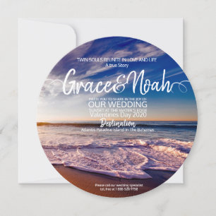 Invitation de mariage à destination de plage pour 