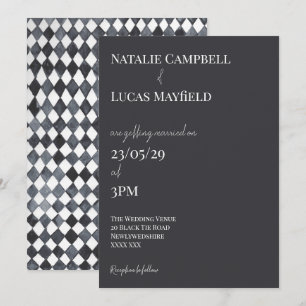 Invitation de mariage à dos de diamant noir et bla