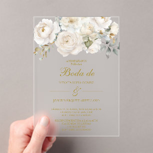 Invitation de mariage à fleurs blanches de printem