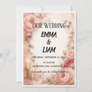 Invitation de mariage à la bougie du jardin botani