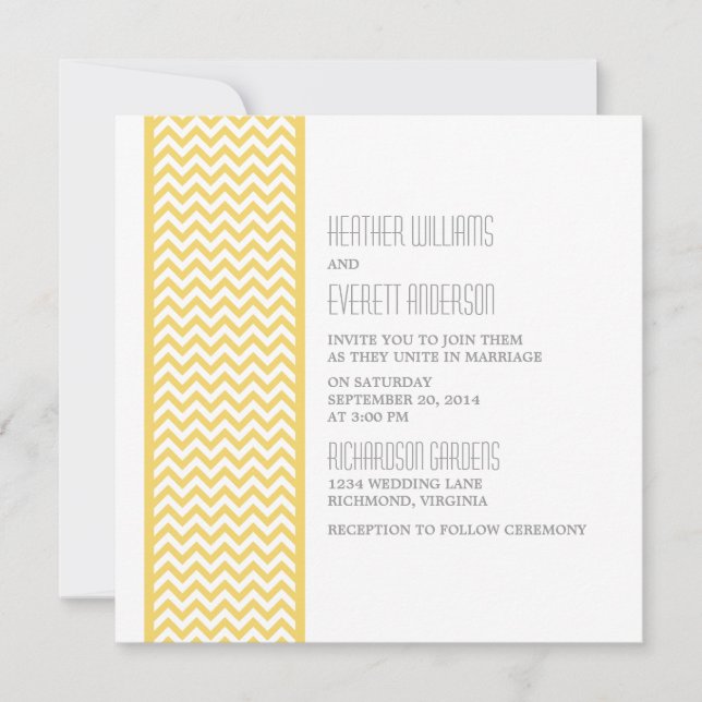 Invitation de mariage à la frontière de Chevron ja (Devant)