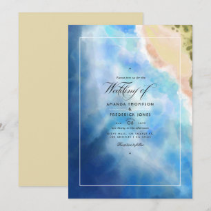 Invitation de mariage à la plage en aquarelle pour