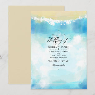 Invitation de mariage à la plage en aquarelle pour