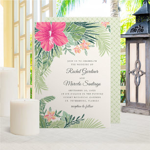 Invitation de mariage à la plage florale tropicale